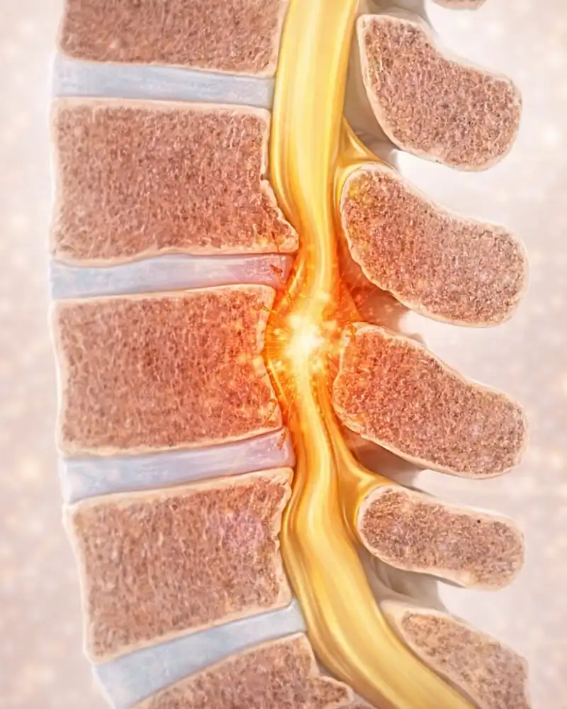 Bandscheibenvorfall mit eingeklemmtem Nerv im Rücken